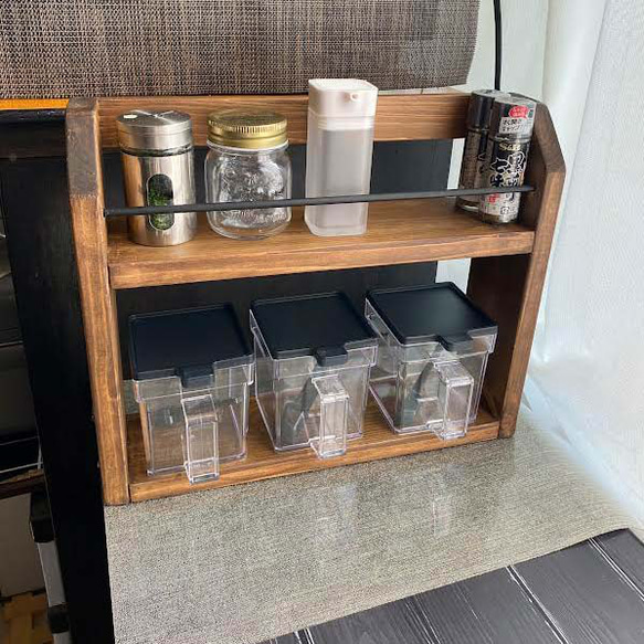 スパイスラック ウオルナット 調味料収納 キッチンラック 台所