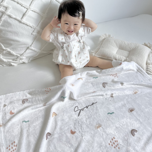 Blanket 太陽と月／ ブランケット 名入れ 出産祝い おくるみ 名入れ