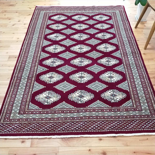 パキスタン絨毯 ハイクオリティ 195x137cm 手織り レッド