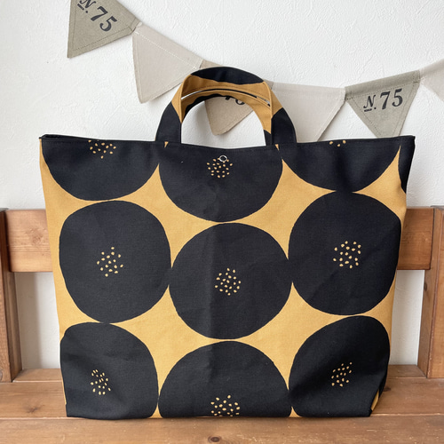 9.5号帆布 あんぱん柄ドットブラウン【Lサイズ】トートバッグ トート