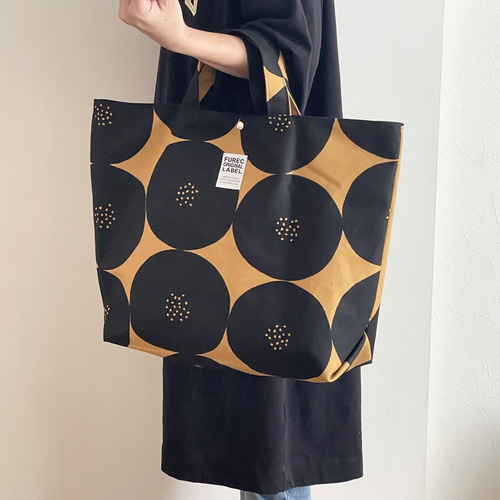 9.5号帆布 あんぱん柄ドットブラウン【Lサイズ】トートバッグ トート