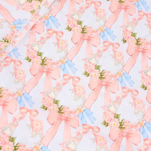 Kana♡  リボン 刺繍 アイボリー ×スモーキーピンク フリル シフォン リボン アイボリー 5ヤード 38mm幅 | La grace インド