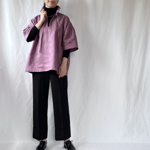 ＊美品＊m_mefu／リネン　コットン 半袖ブラウス　オーバーサイズ 63011415_21.jpg