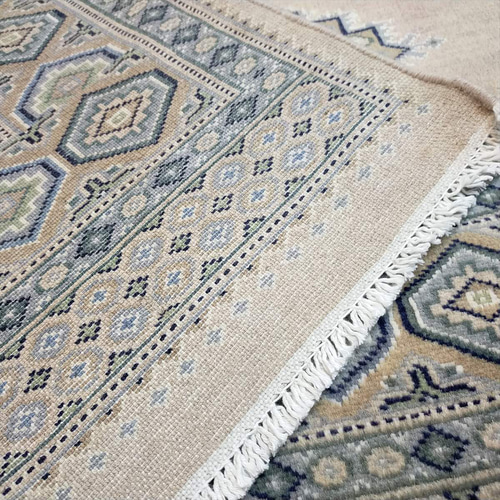 パキスタン絨毯 ラグ 197x140cm 軽くて畳める手織りラグ ベージュ