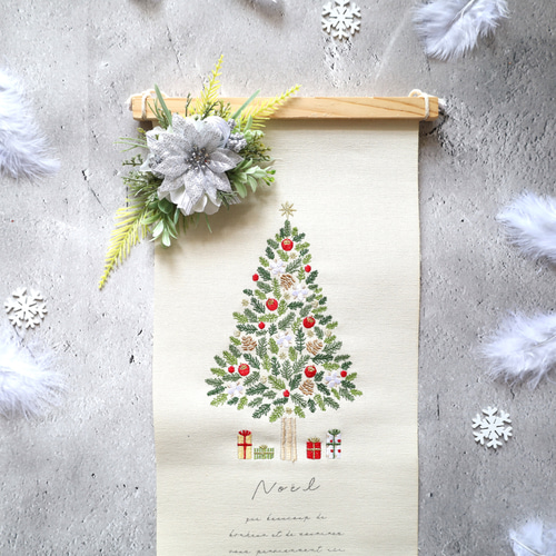 クリスマスタペストリー☆ポインセチア☆No.105 クリスマス ノエル