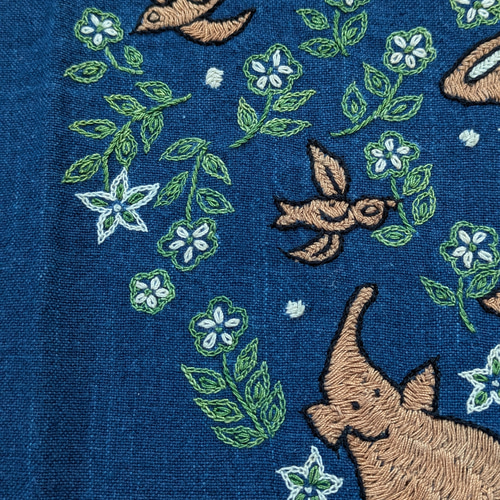 タイ チェンマイ 手刺繍の布 藍染め ① 生地 sora to tori 通販