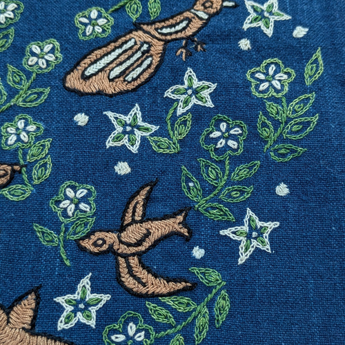 タイ チェンマイ 手刺繍の布 藍染め ① 生地 sora to tori 通販