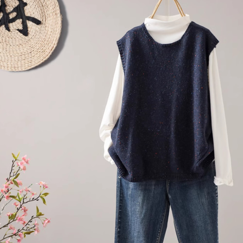 美品】レリアン 現行タグ サマーニット ベスト LL ゆったり