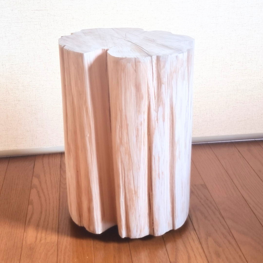 いい香り 東濃ひのき スツール・フリル・無垢無塗装・オーガニック・ワイド