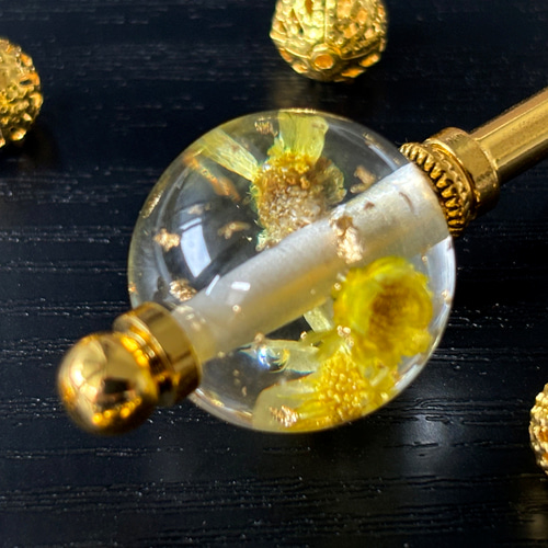 かんざし ドライフラワーの水中花 黄色 イエロー ゴールド 一本挿し 一