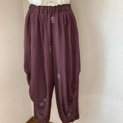 着物リメイク パンツ ふっくらパンツ 絹 ハンドメイド ロングパンツ り