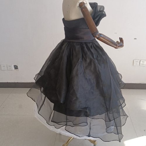 憧れのドレス カラードレス ブラック ラッフルフリル ベアトップ ミニ  