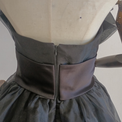 憧れのドレス カラードレス ブラック ラッフルフリル ベアトップ ミニ  