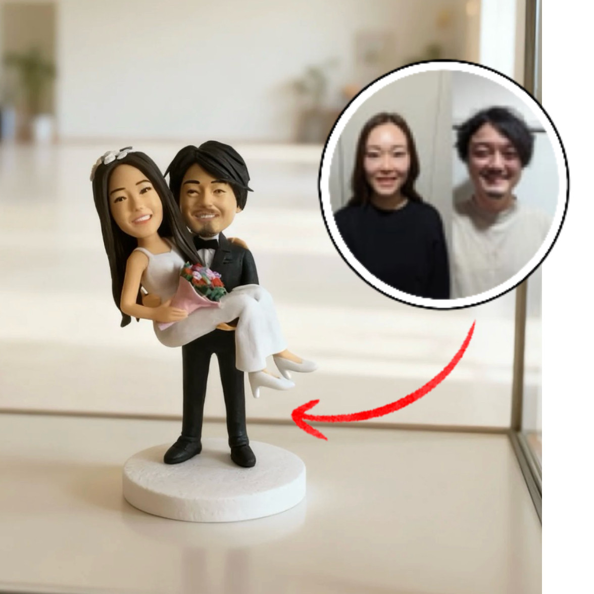 【オーダーメイド】 お写真からのウェディングフィギュア 衣装とポーズ決まったタイプ09 結婚式 ウェルカム フィギュア