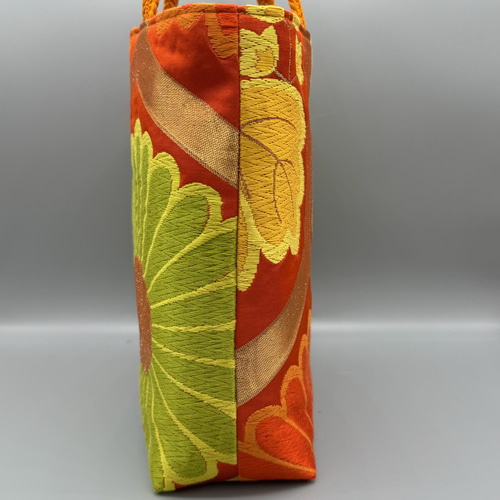 着物 帯 帯締め ハンドメイド トートバッグ リメイク オレンジ トート