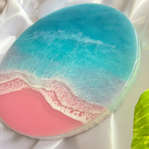 GOOD珊瑚砂パネル No.137 オーシャンパネル　海アート　レジンアート 🐚オーダー品 沖縄砂/珊瑚砂MIXベース ➕3波アート