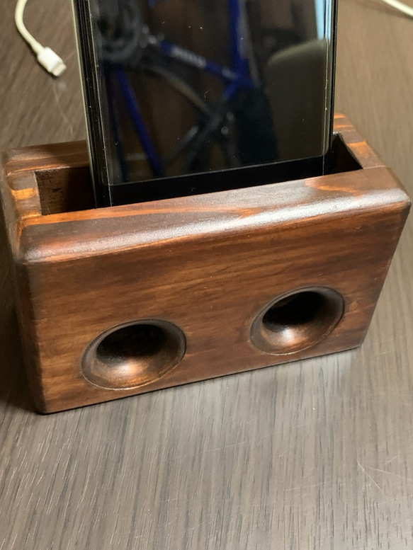 スマホ用ウッドスピーカー兼スタンド(ｺﾝﾊﾟｸﾄ) s-46 スマホスタンド・スマホスピーカー サンセットビーチシステム  通販｜Creema(クリーマ) 18148053