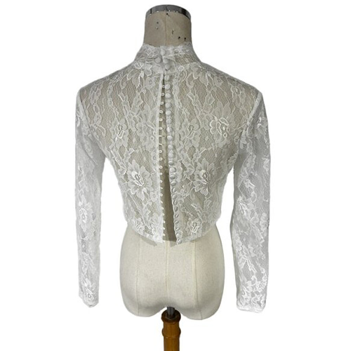 実例写真！ボレロ ハイネック ロングスリーブ くるみボタン 結婚式  