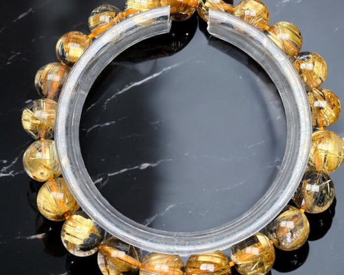 最終・太陽放射タイチンルチル極品位[FNtz]約9.5mm ブレスレット 陰陽