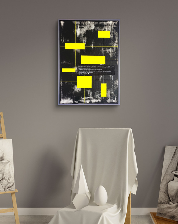 デジタル'85- 抽象画 43×32㎝【F8相当】キャンバス インテリア