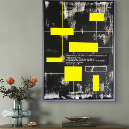 デジタル'85 / 抽象画 キャンバス 額セット 44×32㎝ 原画1点のみ デジタル'85- 抽象画 43×32㎝【F8相当】キャンバス インテリア