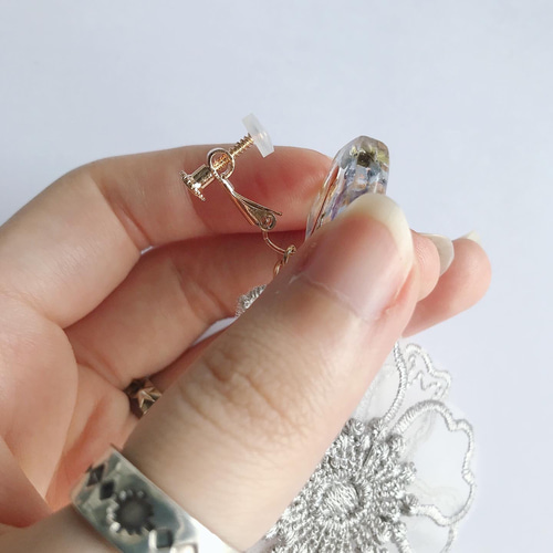 大ぶりチュールインド刺繍リボンタッセルイヤリング/ピアス イヤリング