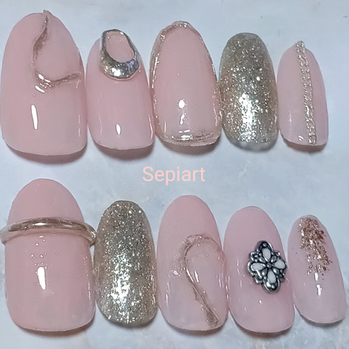 ジェルネイルチップ☆付け爪☆ニュアンスネイル〜シアーくすみ