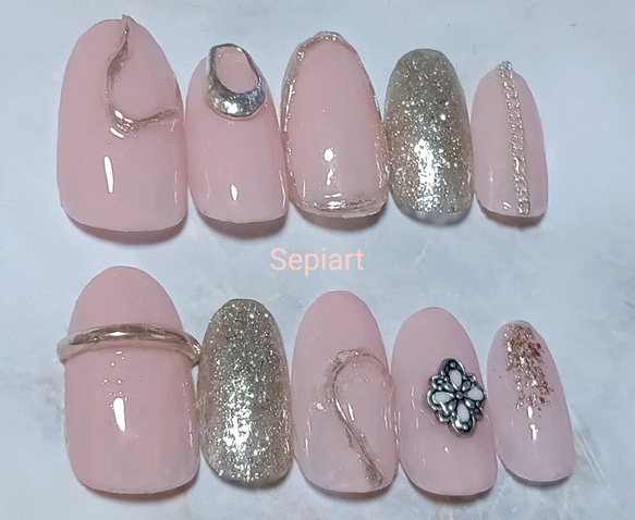 ジェルネイルチップ☆付け爪☆ニュアンスネイル〜シアーくすみ