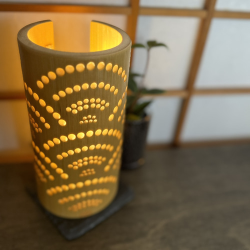 竹伝喜ーちくでんきーミニ ◇青海波 壱◇ おしゃれな間接照明 竹灯籠