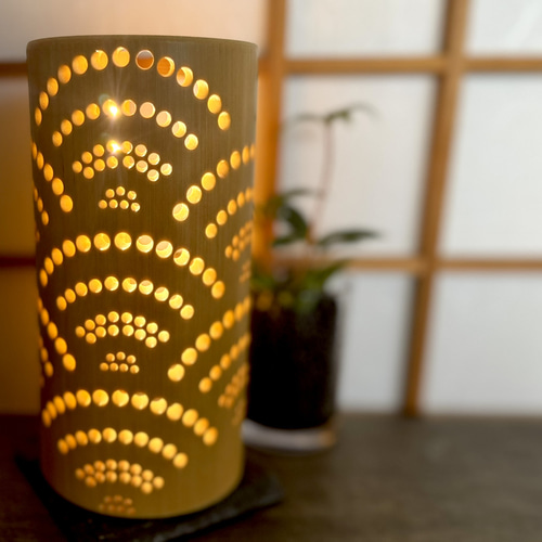 竹伝喜ーちくでんきーミニ ◇青海波 壱◇ おしゃれな間接照明 竹灯籠