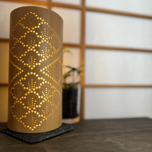 竹伝喜ーちくでんきーミニ ◇松◇ おしゃれな間接照明 竹灯籠 スタンド