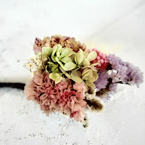 ウェディングブーケ ブートニア付き くすみピンク ドライフラワーブーケ 前撮り くすみピンク♡ウェディングブーケ ブートニア付き ドライフラワー