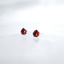 【栗のガーネットのピアス】6mm 赤 レッド サージカルステンレス 金属アレルギー対応 一粒 1月誕生石 マロン 3枚目の画像