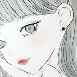 【栗のガーネットのピアス】6mm 赤 レッド サージカルステンレス 金属アレルギー対応 一粒 1月誕生石 マロン 11枚目の画像