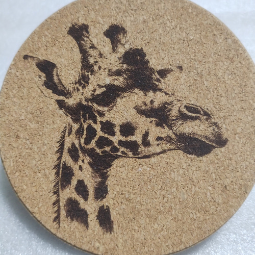 コースター絵画　キリンとハチドリ ハチドリ ハチドリの一滴 切り板絵 切り絵 田原 草仔 通販