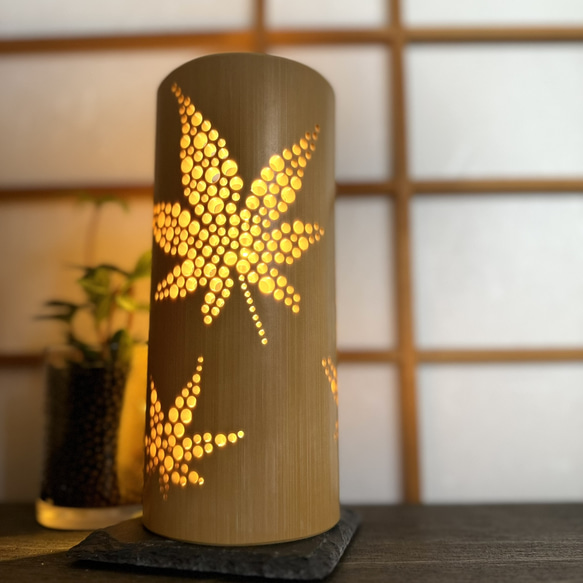 竹伝喜ーちくでんきーミニ ◇紅葉◇ おしゃれな間接照明 竹灯籠