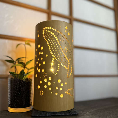 竹伝喜ーちくでんきーミニ ◇くじら◇ おしゃれな間接照明 竹灯籠