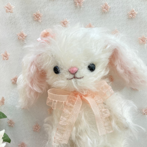 ふわふわ 白い 垂れ耳うさぎちゃん テディベア ぬいぐるみ R&M_baby