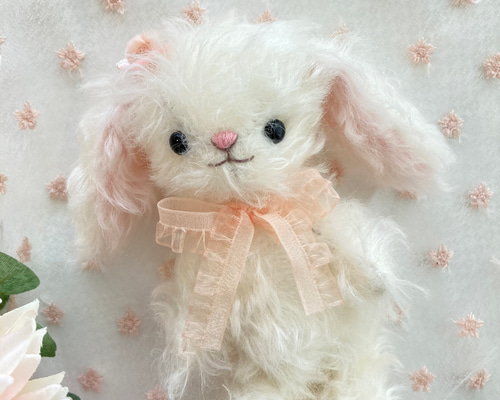 ふわふわ 白い 垂れ耳うさぎちゃん テディベア ぬいぐるみ R&M_baby