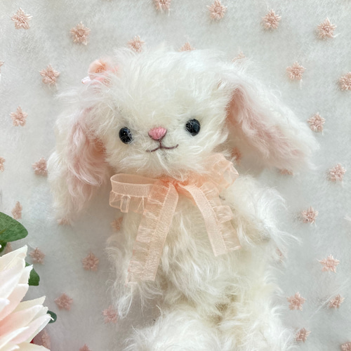 ふわふわ 白い 垂れ耳うさぎちゃん テディベア ぬいぐるみ R&M_baby