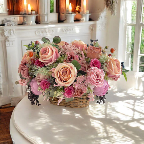 光触媒 ロココ調 フラワーアレンジ アーティフィシャルフラワー 薔薇