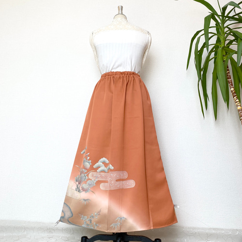 セレブ着物スカートフリーサイズ送料無料1点物着物リメイクウエスト