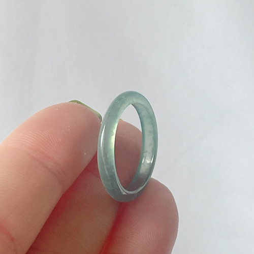 新入荷】本翡翠保証‼️天然A貨無処理本翡翠くり抜きリング 藍水 13号