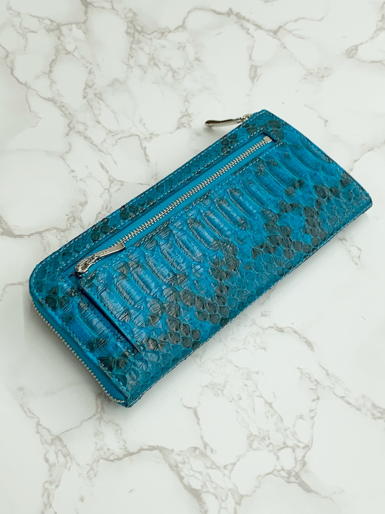 日本製　薄型　上質　ダイヤモンドパイソン　マット仕上げ　ロングウォレット　蛇革　長財布　L字ファスナー　エキゾチック