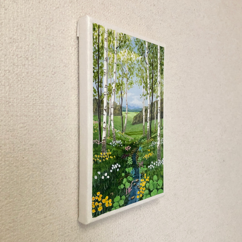 アクリル画　原画　「野花の咲くフィールド05」額縁付き　F4サイズ　風景画 アクリル画　原画　「野花の咲くフィールド05」額縁付き　F4サイズ　風景画