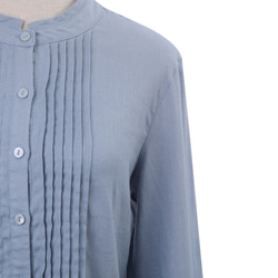 大人気【5color リネン100% フロントプリーツ 】着回し抜群 スタンドカラー 長袖 シャツ T-00067 18枚目の画像