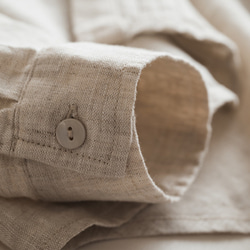 大人気【5color リネン100% フロントプリーツ 】着回し抜群 スタンドカラー 長袖 シャツ T-00067 15枚目の画像