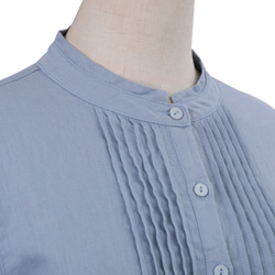 大人気【5color リネン100% フロントプリーツ 】着回し抜群 スタンドカラー 長袖 シャツ T-00067 17枚目の画像