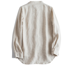 大人気【5color リネン100% フロントプリーツ 】着回し抜群 スタンドカラー 長袖 シャツ T-00067 8枚目の画像