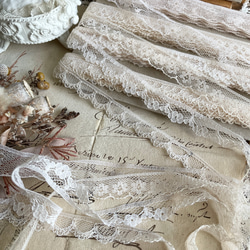 紅茶染め☆淡めエクリュ　ふんわりフリルレース 紅茶染め☆淡めエクリュ ふんわりフリルレース